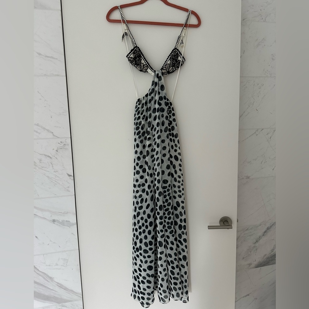 PatBO Black and White Polka Dot Maxi Dress